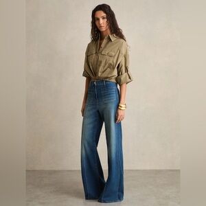 Reiss thalia pleat hem cropped shirt